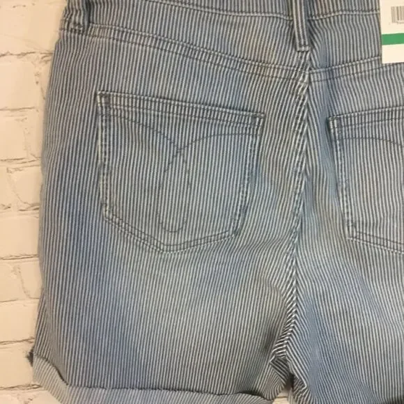 NWT Calvin Klein Women's Railroad Stripe Roll Cuff Denim Jeans Short  Size 12 - Picture 6 of 11